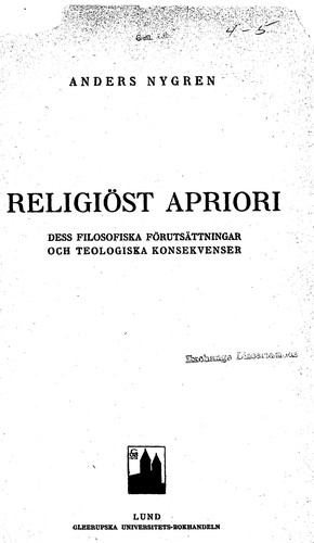 Cover of Religiöst apriori