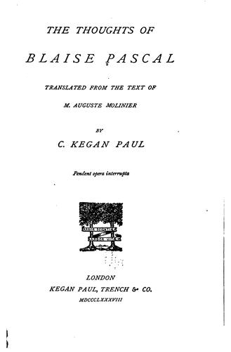 Cover of The Thoughts of Blaise Pascal
