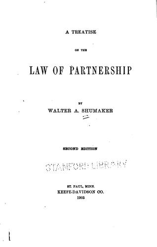 Cover of A treatise on the law of partnership