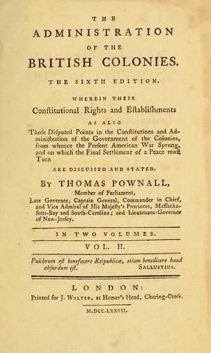 Cover of The administration of the British colonies