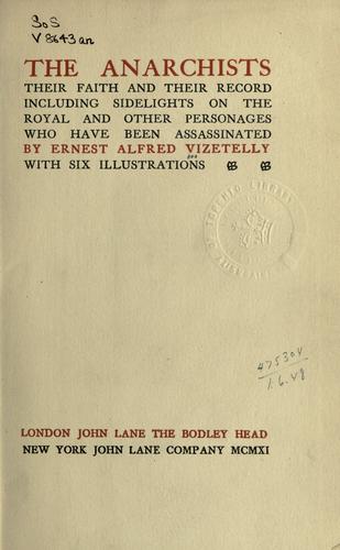Cover of The anarchists, their faith and their record