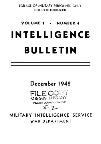 Cover of Intelligence Bulletin