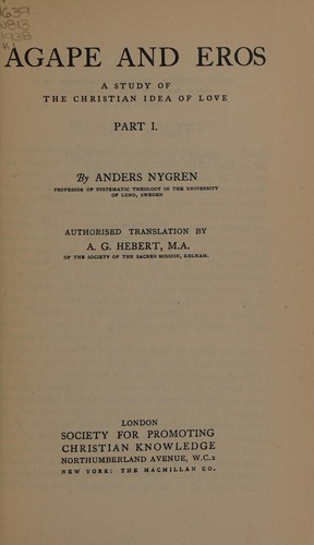 Cover of Agape and Eros