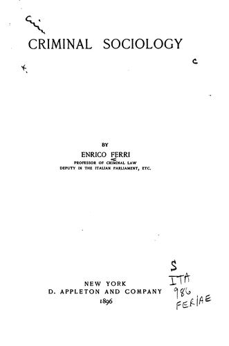 Cover of Criminal sociology