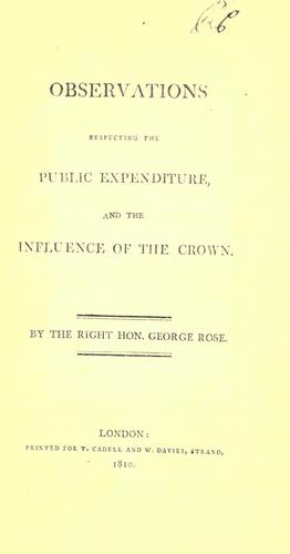 Cover of Observations respecting the public expenditure