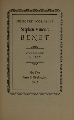 Cover of Selected works of Stephen Vincent Benét