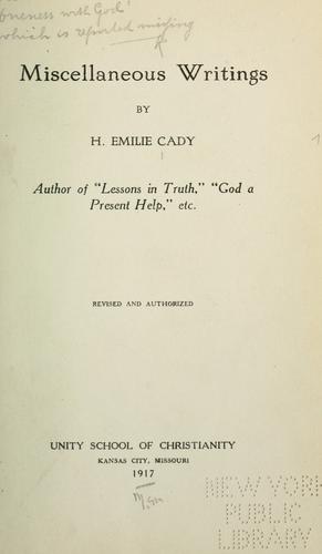 Cover of Miscellaneous writings