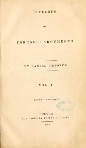 Cover of Speeches and forensic arguments