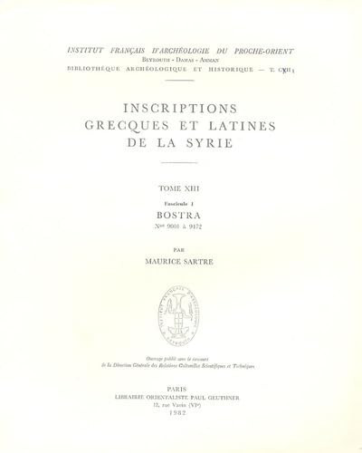 Cover of Inscriptions Grecques Et Latines de la Syrie