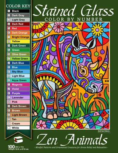 Cover of Zen Animals Stained Glass Color by Number