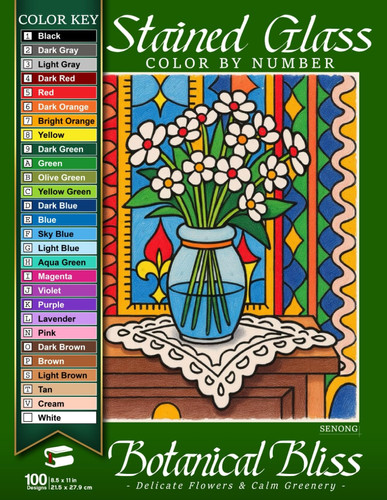 Cover of Botanical Bliss Stained Glass Color By Number