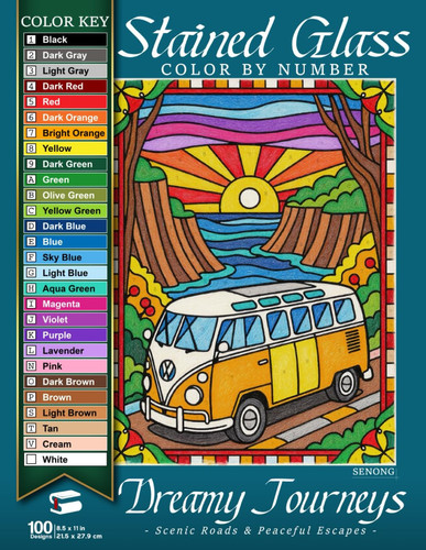 Cover of Dreamy Journeys Stained Glass Color By Number