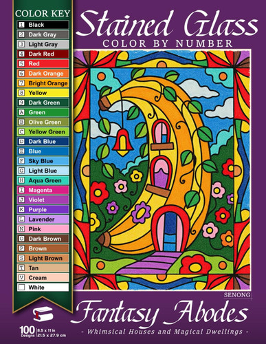 Cover of Fantasy Abodes Stained Glass Color by Number
